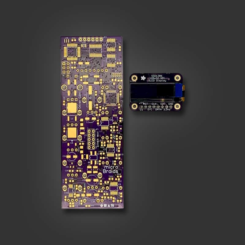 Magpie Modular v2 uBraids PCB and blue OLED display bundle - DIY Mutable Instruments Braids in 8HP image 1
