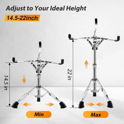 Adjustable Snare Drum Stand with Drumstick Holder – 14.5"–22" Height, Collapsible Drum Stand image 2