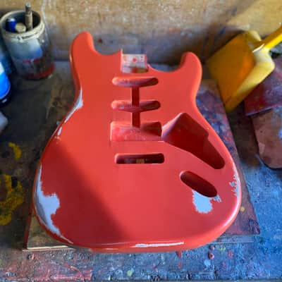 Stratocaster Body, Nitro paint, Fiesta red relic, 100% handcrafted in Italy image 8