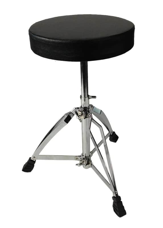 Zenison Drum Throne Seat Chrome Double Braced Height Adjustable Round Swivel image 1