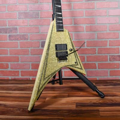 ESP Custom Shop Alexi Laiho Signature “Pearl” Pearloid Top with Black/Gold Sparkle Pinstripes Kiso Japan 2010 Namm w/OHSC image 3