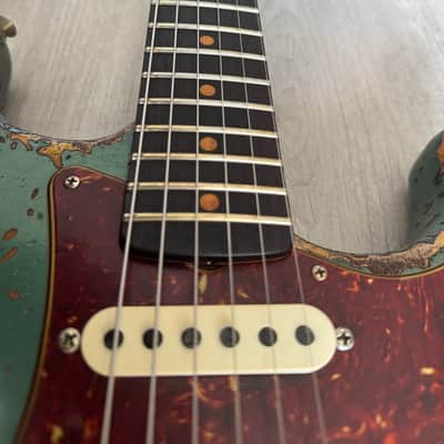 Fender Custom Shop Limited Roasted 1961 Stratocaster Super Heavy Relic - Aged Sherwood Green Metallic over 3 Color Sunburst image 8