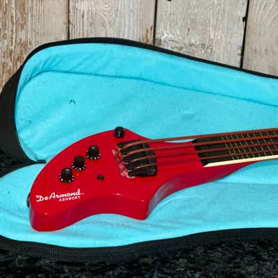 Excellent DeArmond / Fender Ashbory Bass Red 4 String Bass, Original Case , Korea ! image 14