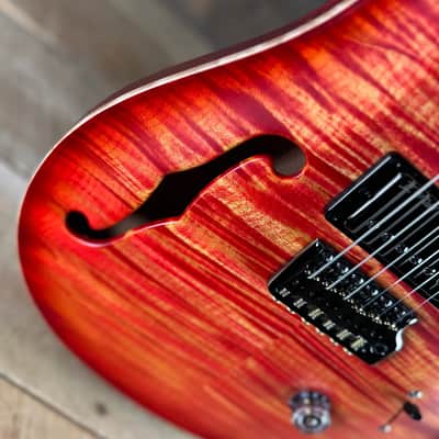 PRS Wood Library Custom 24 Fatback Semi-Hollow! - Blood Orange 425091 image 4