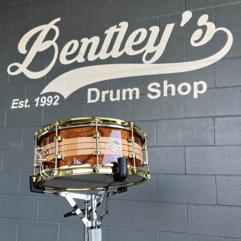 Doc Sweeney Drums "Rings" Stave Segmented Caribbean Rosewood & Curly Maple 6.5x14" Snare Drum with Brass Hardware image 1