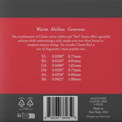 Augustine 3XARD Medium Tension Classic/Red Strings - 3 Pack image 2