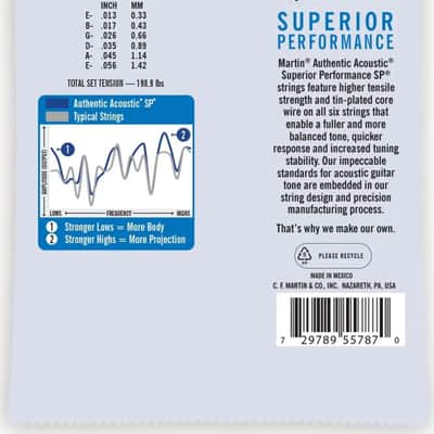 Martin MA550 Authentic SP Medium Phosphor Bronze A/G Strings, 13-56, 3-Pack image 2