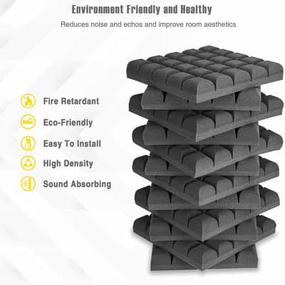 12 Pack Set 2" X 12" X 12" Acoustic Foam Panels Bread Style Tiles, Sound Panels wedges Soundproof image 2