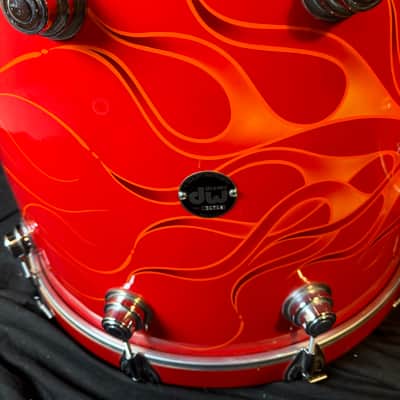 Rikki Rockett's Poison, 1990-1992 Flesh and Blood Tour DW 7-Piece Drum Set Early 1990s - Custom Red Flame Graphic by Cycle Fab image 16