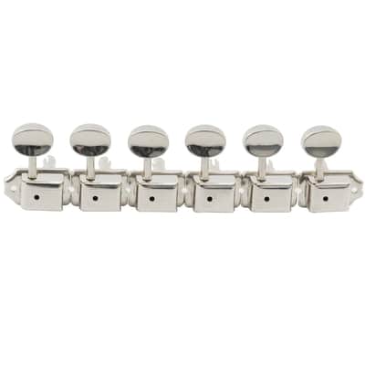 Brio Vintage Style 6-in-Line Guitar Tuners – Split Shaft Machine Heads for Strat & Tele Style Guitars - Chrome image 1
