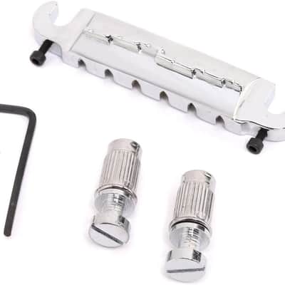 Brio 6 String Compensated Wraparound Stud Mount Adjustable Bridge for Les Paul Style Guitar Chrome image 1