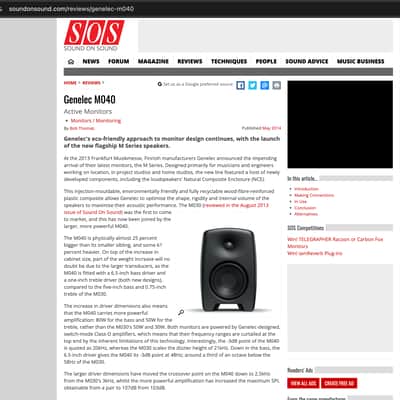 Genelec M040 6.5" Powered Nearfield Studio Monitor (Pair) 2013 - 2021 - Black image 10