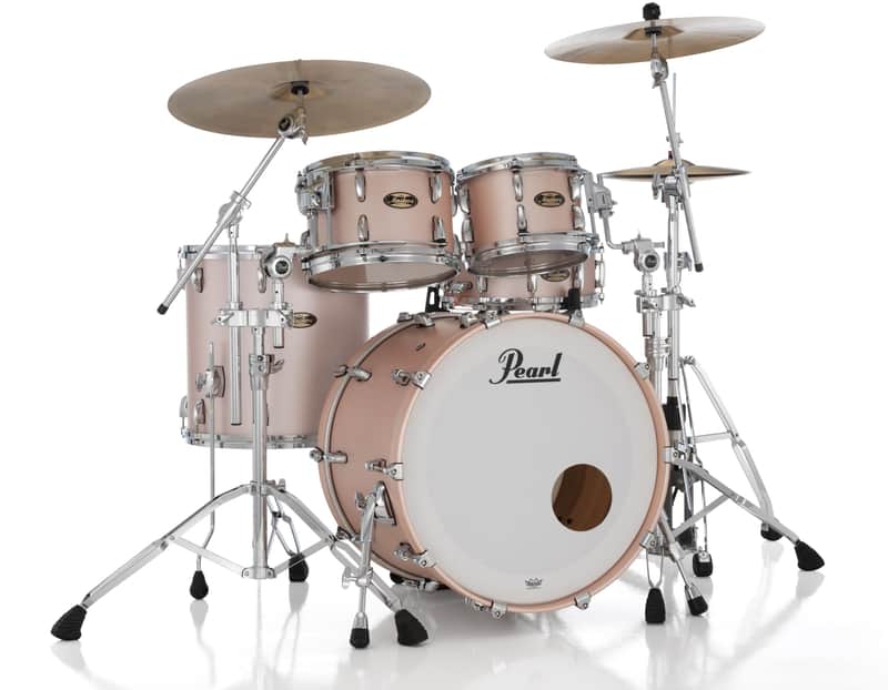Pearl Masters Maple Gum 4-Piece Drum Set - 22/16/12/10 with R2 Air Tom System - Satin Rose Gold image 1