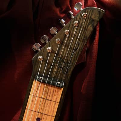 HandMade Lap Steel Guitar - Black / Brown Stain - Red Bevels - Satin Relic Finish - USA Made image 6