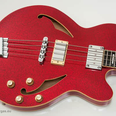Italia Torino Bass Red Metal Flake,  Semi-Hollow,  made in Korea image 3