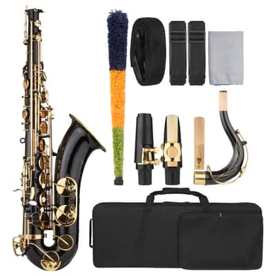 Professional Tenor Saxophone Brass Black Lacquer Bb B-flat Sax + Carry Case A0F0 image 4