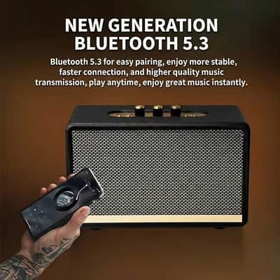 Heavy Bass Retro Bluetooth Speaker – Vintage Hi-Fi Style Wireless Sound Box with AUX, TF Card & Bass/Treble Controls image 6