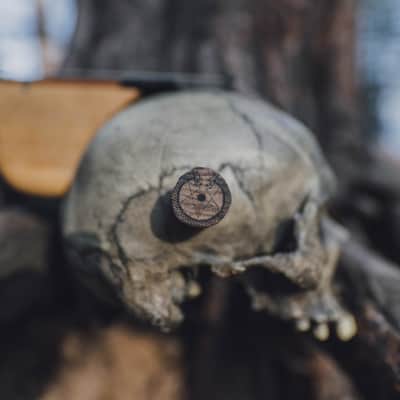 Cigar box style 4 string skull guitar image 3