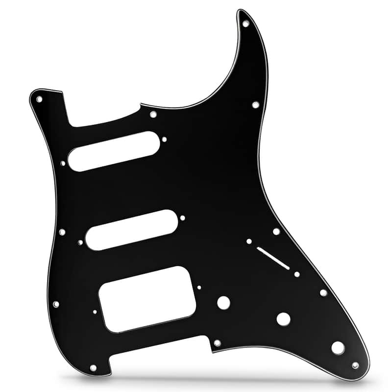 Strat-style HSS 11-Hole Blank Pickguard - Black image 1