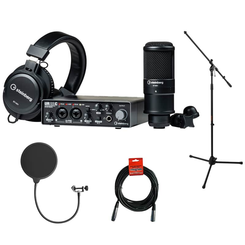 Steinberg UR22C RP Recording Pack with Tripod Mic Stand, Kellopy