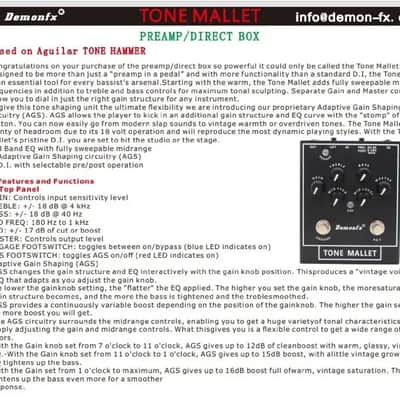 Demon FX Tone Mallet Bass PreAmp Boost/OD with DI image 6