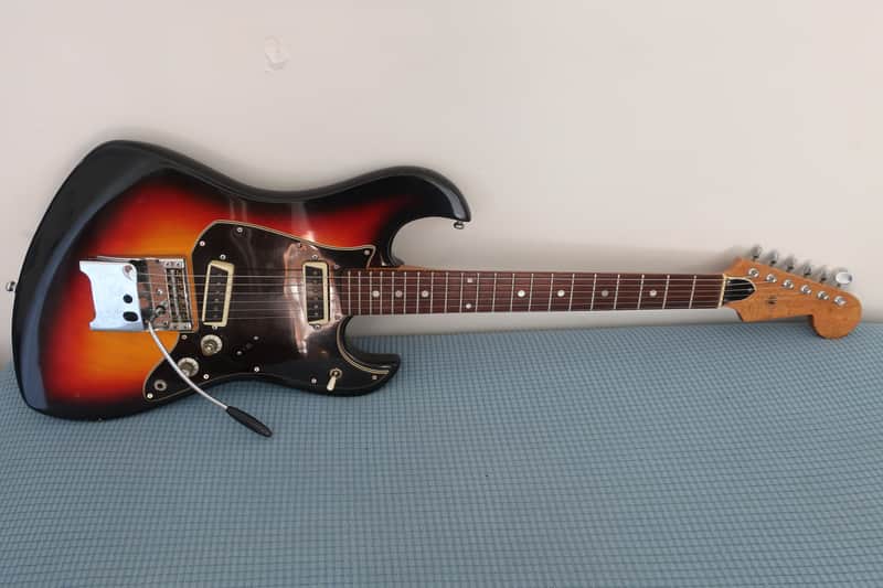 Vintage 1970s Aria Lyle Teisco Guitar Offset Strat Style 2 PU Japan Sunburst Dreamy Shoegaze Tones! image 1