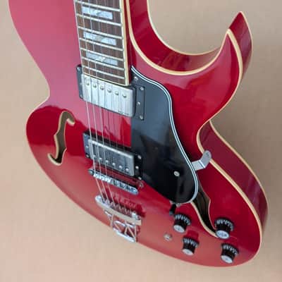 Revelation RT75 Hollow Body Electric Guitar Cherry Red Great Player image 13