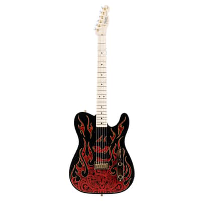 Fender AS James Burton Tele MN Red Paisley Flames - Electric Guitar image 2