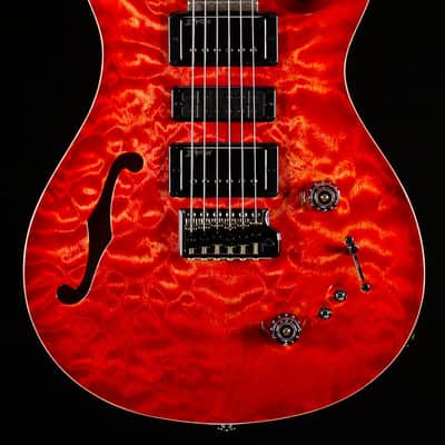 PRS Wood Library Willcutt Exclusive Special Semi-Hollow Brazilian Quilt 10 Top Blood Orange (521) image 3