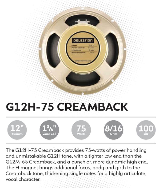 Celestion G12H-75 CREAMBACK 12" 16ohm 75W Ceramic Magnet Guitar Speaker 100dB 75Hz - T5891 image 1