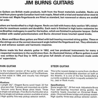 1981 Burns Marvin Greenburst Hank Marvin Signature Brazilian Mahogany Catalog Guitar Made in England UK Lawsuit Scroll Headstock The Shadows Green Burst Jim Burns Actualizers LTD 1979-1983 80s Vintage British image 5