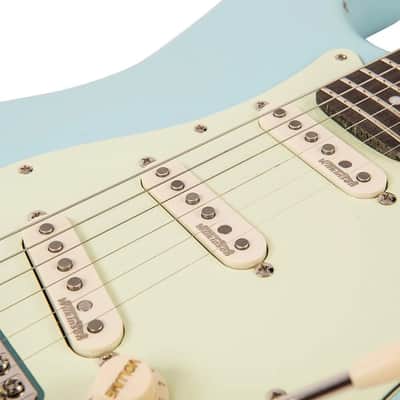 Vintage V6MRLB Icon Strat Distressed Laguna Blue w/ Free Embroidered Gig Bag! 2025 image 9