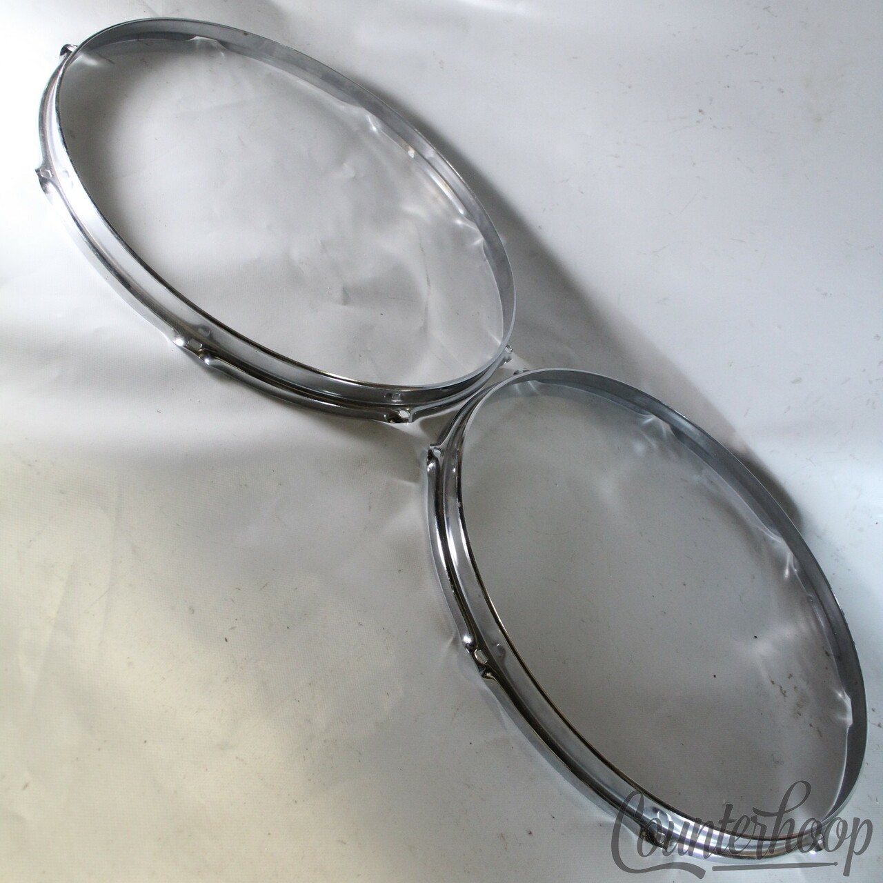 Slingerland 2x 16" Floor Tom Drum Rims/Hoops 8Lug Stick-Saver Chrome Vintage 80s — main photograph