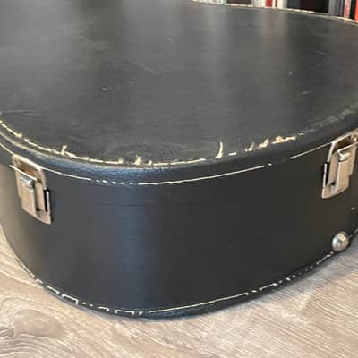 Vintage Acoustic Guitar Case 1960’s-1970’s Black w Orange Gold Interior image 12