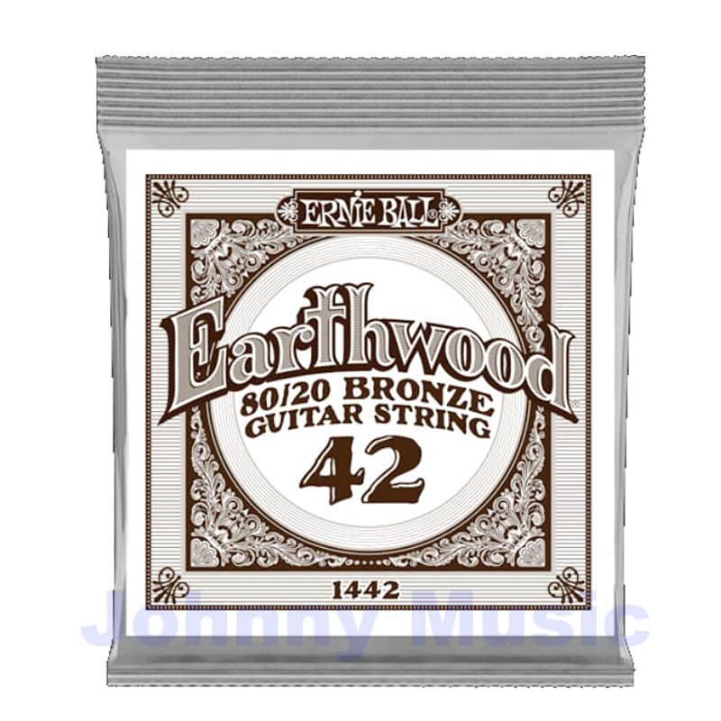 .042" Earthwood 80/20 Bronze Wound Over Brass-Plated High-Carbon Steel Hex-Core Acoustic Guitar Single String image 1