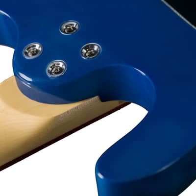 Bootlegger Guitar Royal Coil Split, HHH, Clear Blue Quilted Maple, Double Lock Tremolo , Case image 5