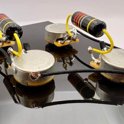 Gibson Les Paul 50s style wiring harness with new Bumblebee 0.022uF paper in oil capacitors and split long shaft pots image 3