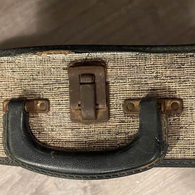 Vintage 1960’s 2 Tone Guitar Case Black / Cream Tweed w Red Interior Harmony Stratotone Danelectro Silvertone Regal Kay Gibson Gretsch Mosrite Burns image 5