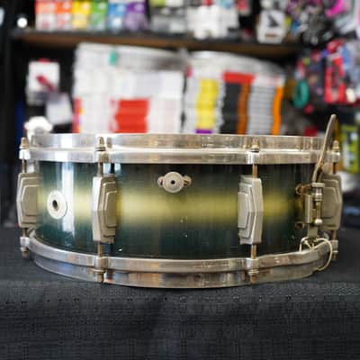 1938 Ludwig & Ludwig 'King Louie' 5x14" 3ply Snare Drum - Green & Gold Duco image 13