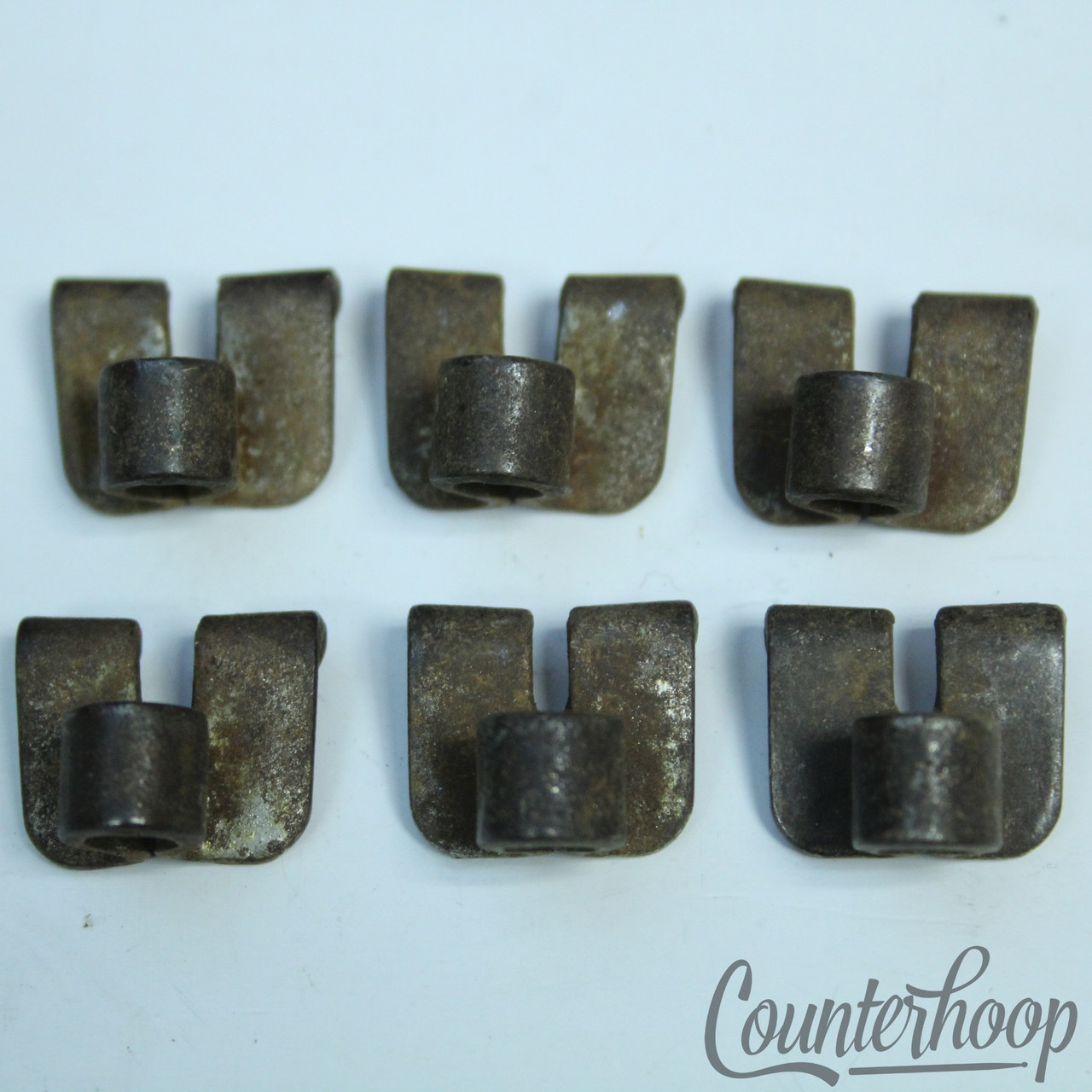 Gretsch 6x Tension T-Rod Clips Floor/Tom/Snare Drum Broadkaster Nickel USA 40s* — main photograph