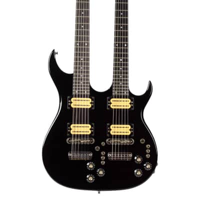1984-85 Carvin DN612 6/12 String Doubleneck Guitar Black w/Hard Shell Case #17848 image 7
