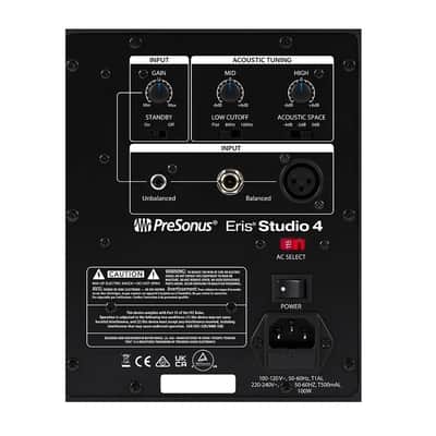 Presonus Eris Studio 4 4.5-Inch Woven Composite Compact Active Studio Monitor with EBM Waveguide and Tuning Controls for Accurate Mixing Contour image 6