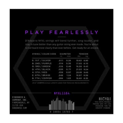 D'Addario NYXL 11-64 Carbon Steel Alloy 7-string - Electric Guitar Strings image 2