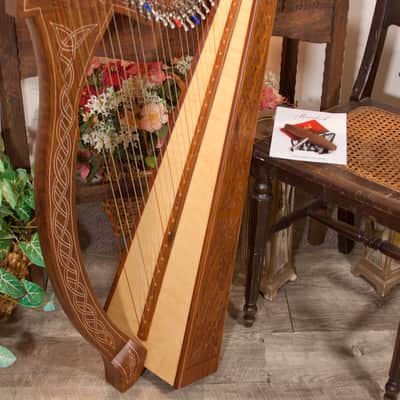 Roosebeck Minstrel 29 String Celtic Harp Chelby Levers Thistle Design image 4