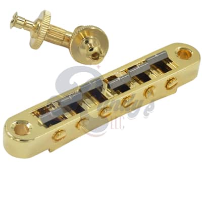 Advanced Plating 1219-23G Pinnacle Tune-O-Matic TOM Locking Bridge & Posts w/ Titanium Saddles - Fits Gibson® & Heritage®-Gold image 1