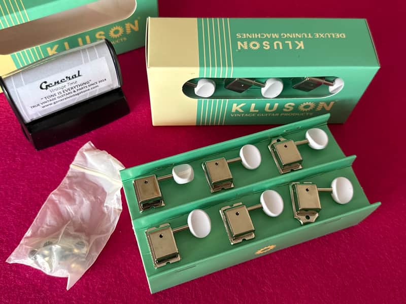 Kluson 6 in line plastic "BUTTERBEAN" Button TUNERS Nickel image 1
