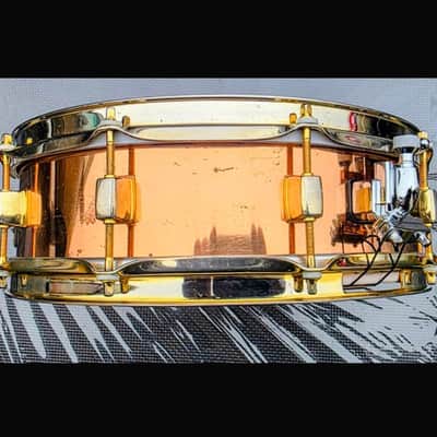 Pearl MS1440 14x4" Marvin "Smitty" Smith Signature Copper Snare Drum with Gold Hardware 2000s - Copper image 4