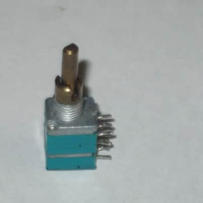 used (is fine & works) Boss MIDDLE / MID FREQ potentiometer [ upper part : 50 30C 04 5F / lower part: 10 4w 04 5F ] + nut and two piece knob (controls) taken off of MT-2 Metal Zone (pedal NOT included) 2000s / 2010 (teal rectangle shape, stacked) image 21
