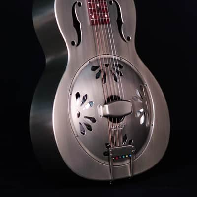 Gretsch G9201 Honey Dipper Round-Neck, Brass Body Biscuit Cone Resonator Guitar, Shed Roof Finish image 4