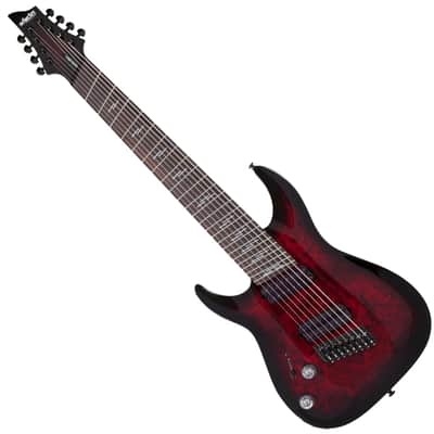 Schecter Omen Elite-8 MS Lefty Guitar Black Cherry Burst image 1
